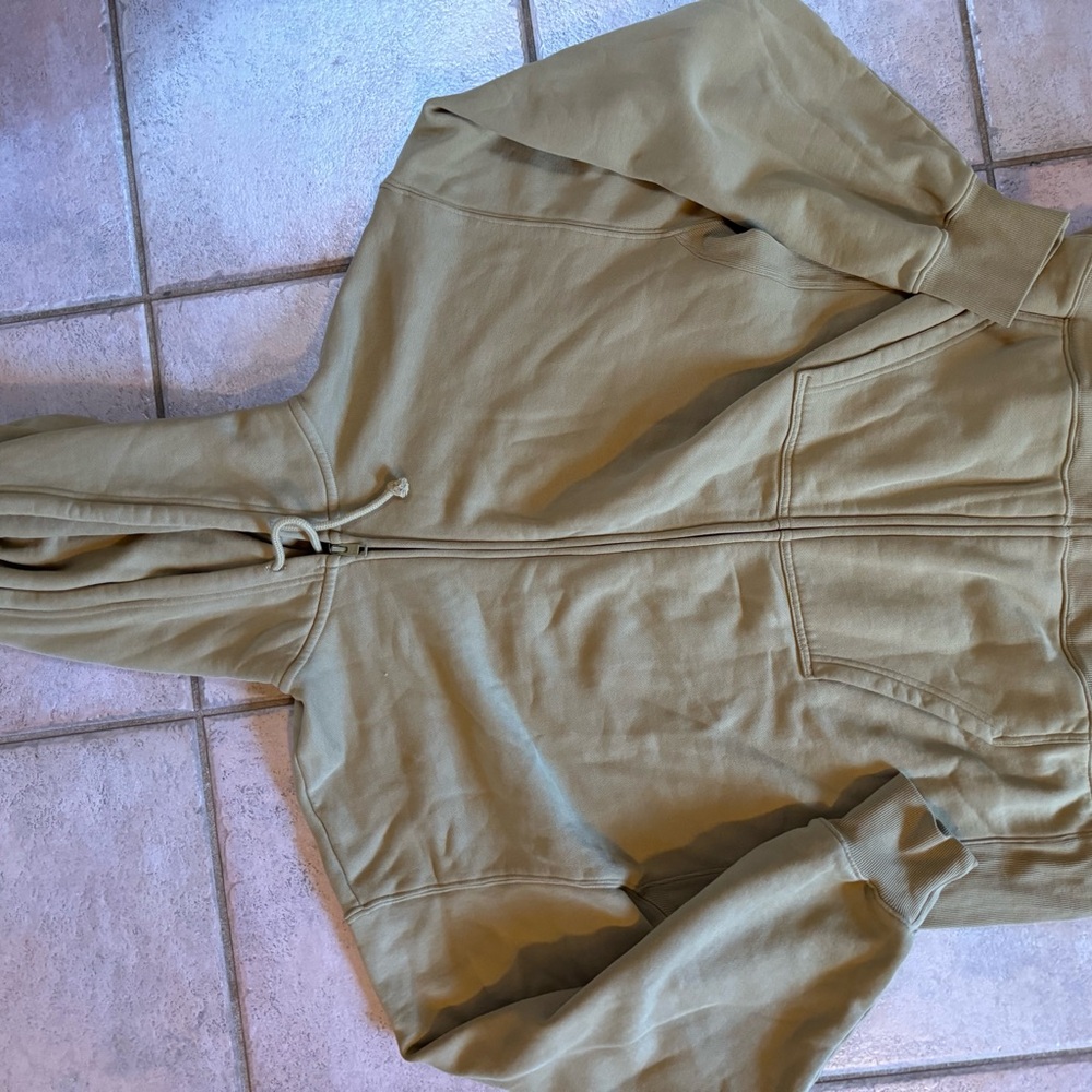 Olive Green Zip-Up Hoodie